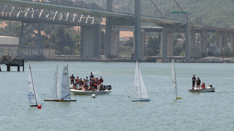 Start of first fleet race! From left to right: Virginia Tech’s Orca, US Naval Academy’s Sea Quester, Memorial University’s Trixie, UBC’s Thunderbird 2013, and Aber’s Kitty.
